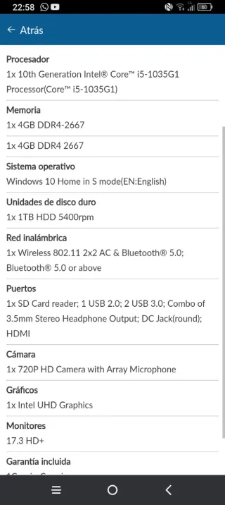 Lenovo IdeaPad 3 17IIL05 Portátil