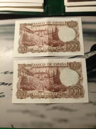Antiguo billete de cien pesetas España