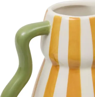 NUEVO Jarrón Rayas Verdes y Amarillas Cerámica