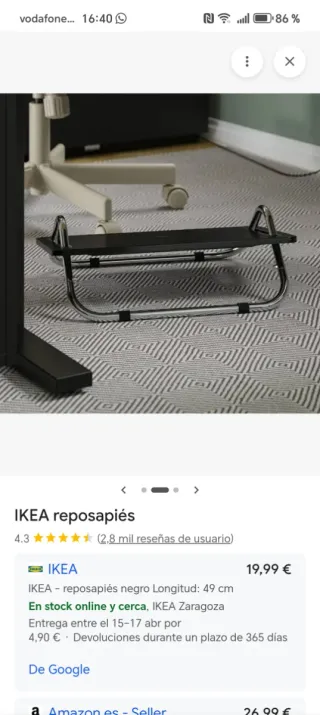 Reposapiés ergonómico negro y plateado
