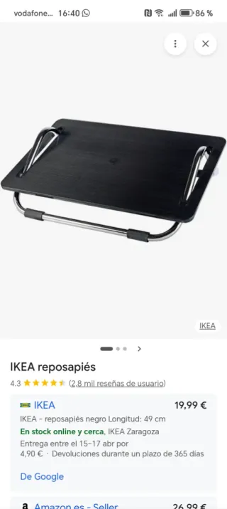 Reposapiés ergonómico negro y plateado