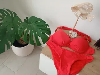 Bikini rojo con textura
