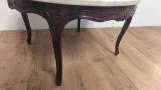 Mesa centro madera y mármol estilo Luis XV