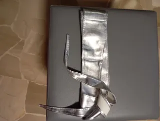 Set 2 cinture beige e argento