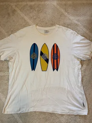 Camiseta Blanca Estampada Surf XXL