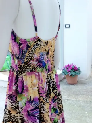 Vestito Zuiki floreale arancione e viola
