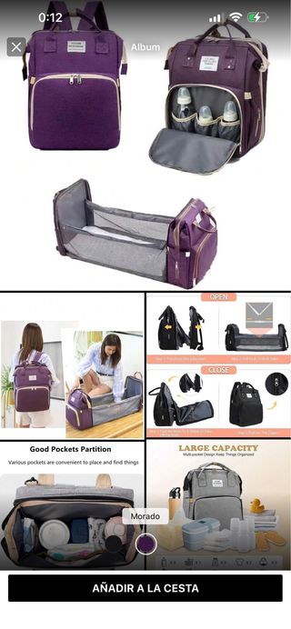 Bolso cambiador morado para bebé