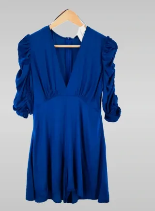 Mono invitada mangas abullonadas azul