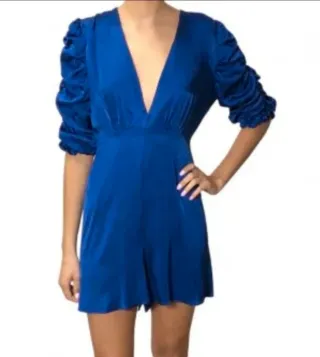 Mono invitada mangas abullonadas azul