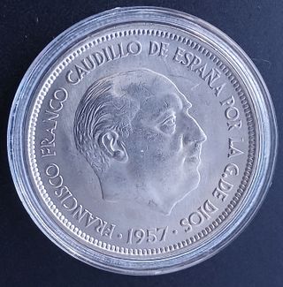 Moneda 50 Pesetas 1957 *68 Troquelada