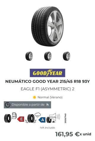 2 Neumáticos Goodyear Eagle F1 215/45 R18 93Y