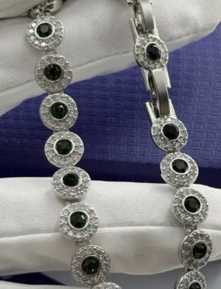 Pulsera Swarovski Verde y Plateada