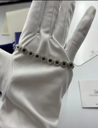 Pulsera Swarovski Verde y Plateada