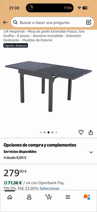 Conjunto mesa de jardin extensible con sillas