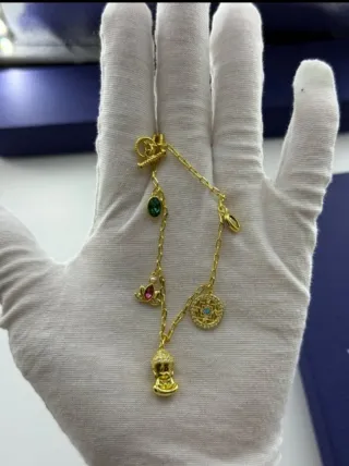 Pulsera Swarovski Buda y Loto Dorada