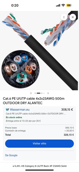 Cable Cat 6 Exterior UTP AFL Hyperscale