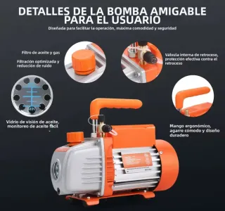 Bomba vacío VEVOR con manómetro y accesorios