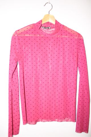 Camiseta transparente de malla con lunares