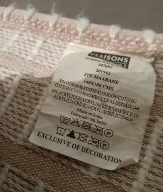 Manta grande 140x180cm bicolor beige y blanco