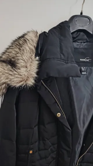 Abrigo Anorak Mango Negro con Capucha - Talla M