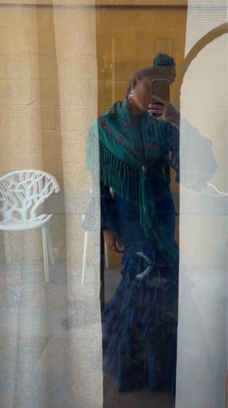 Traje de flamenca azul