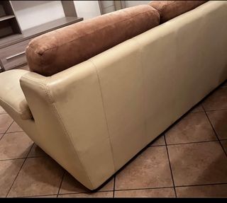 Divano 3 posti pelle e camoscio