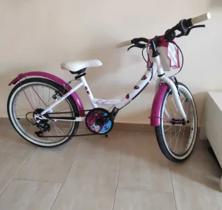 Bicicleta niña rueda 20 rosa y blanca