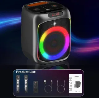 Altavoz Karaoke con 2 Micrófonos Inalámbricos