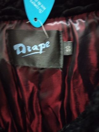 Chaqueta Drape astracán negra mujer