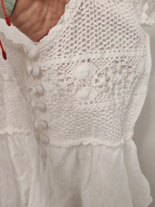Vestido Pepa Bonett blanco encaje volantes