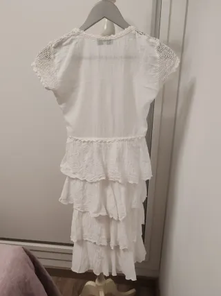 Vestido Pepa Bonett blanco encaje volantes