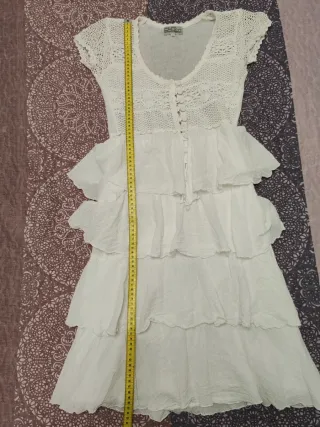 Vestido Pepa Bonett blanco encaje volantes