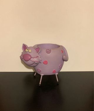 Porta penne gatto viola decorato