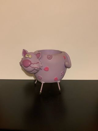 Porta penne gatto viola decorato