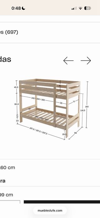 Litera triple marca LUFE colchones Ikea