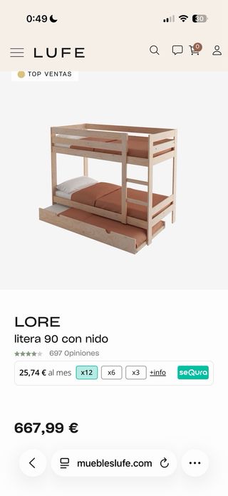 Litera triple marca LUFE colchones Ikea