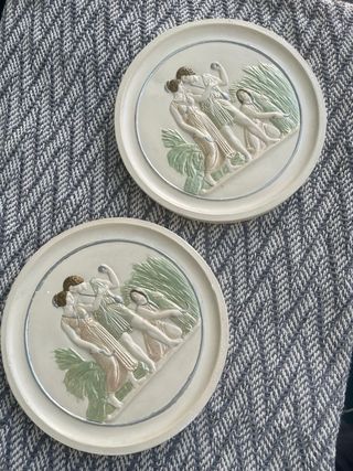 Decoración escayola figuras clásicas beige/verde