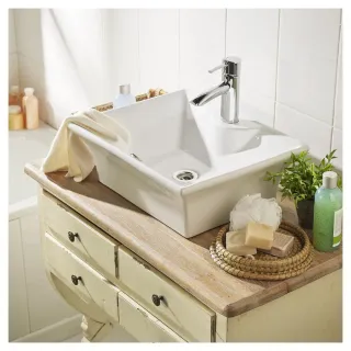 Lavabo sobre encimera blanco de cerámica