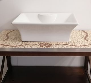 Lavabo sobre encimera blanco de cerámica