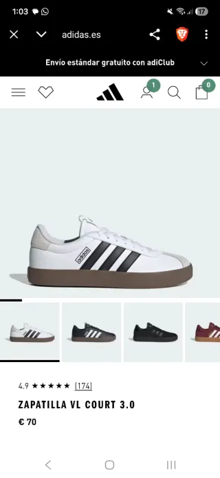 Adidas VL Court 3.0 Zapatilla Blanca y Marrón