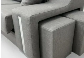 Sofá chaiselongue gris tela