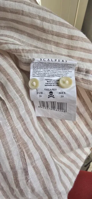 Camisa "Scalpers" Lino Rayas. Talla 39 (M)