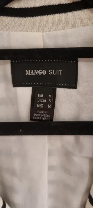 Chaqueta Mango Rayas Blanco y Negro