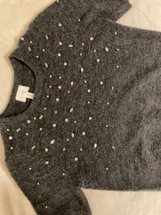 Jersey lana gris adornos brillantes talla única