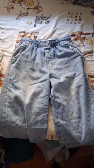 Calças baggy azuis 152cm