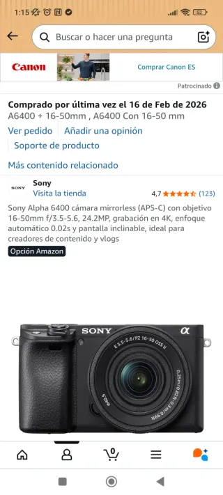 Sony Alpha 6400 Cámara Negra