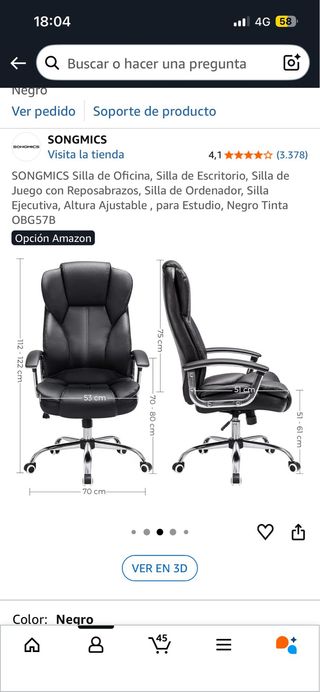 Silla de oficina negra SIN USO