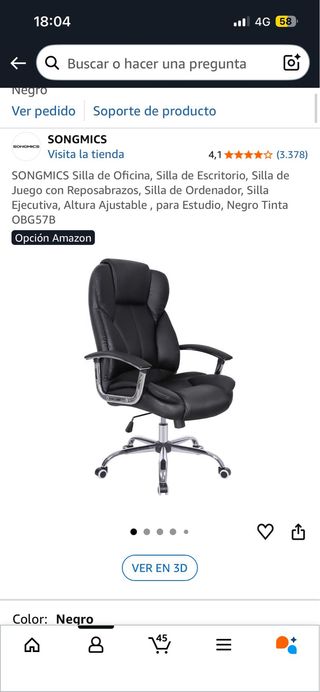 Silla de oficina negra SIN USO