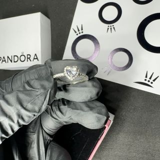 Anillo Pandora Corazón Cristal Plata