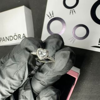 Anillo Pandora Corazón Cristal Plata